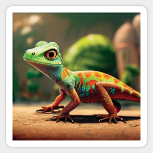 Brightly Coloured Lizard in the Desert Sticker